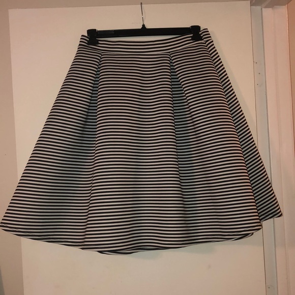 Black and White Striped High Waist Skirt - Picture 1 of 2